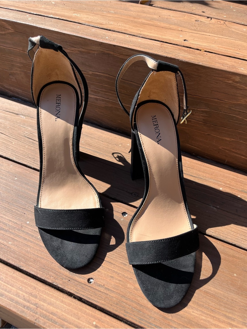Merona Black Ankle-Strap Block Heels